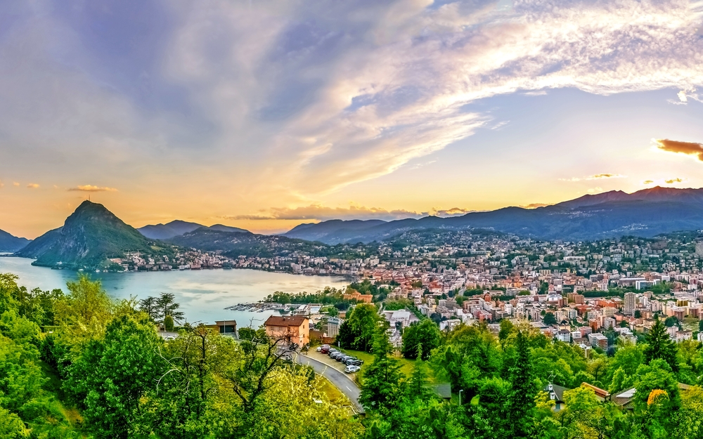 Lugano im Sonnenuntergang