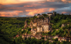 Rocamadour, a village in southwestern France. The sanctuary here