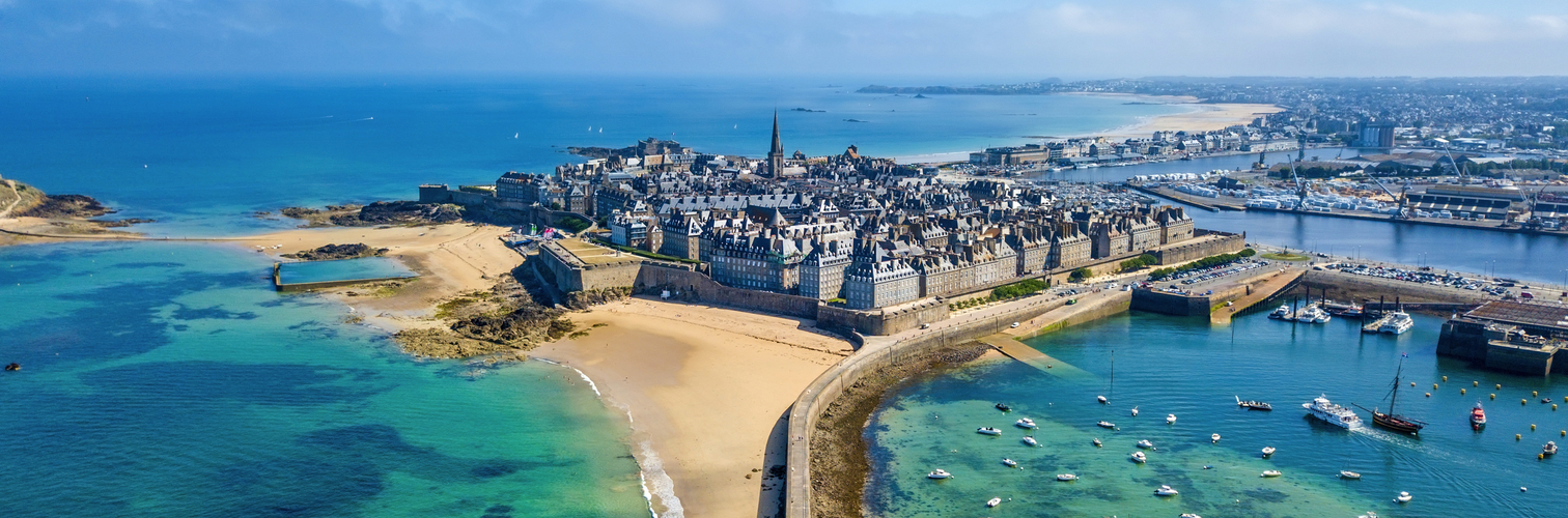 Aerial view of the beautiful city of Privateers - Saint Malo in 