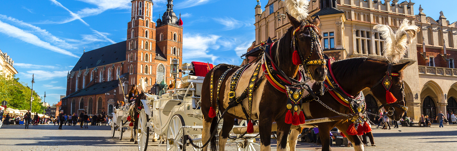 Pferdewagen am Hauptplatz in Krakau