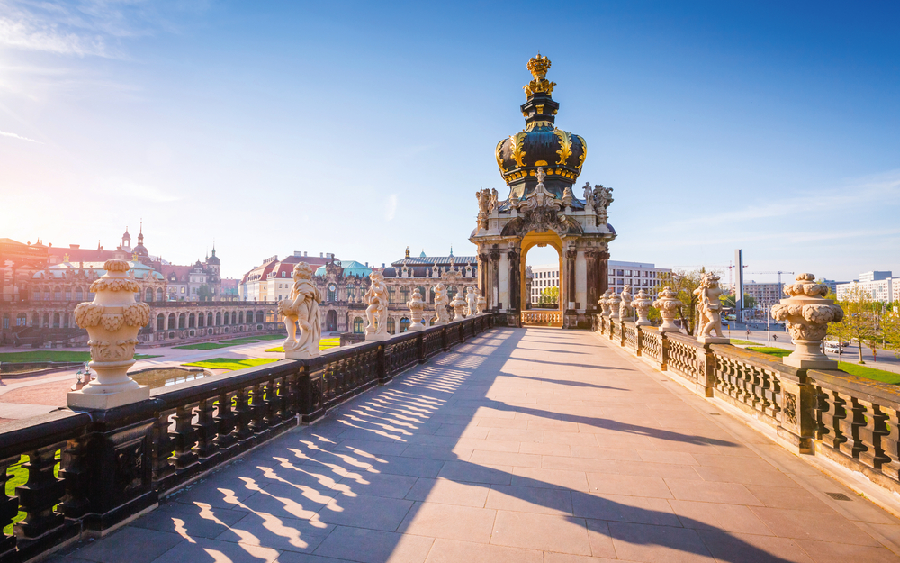 Nice image of the Der Zwinger museum complex built in Baroque st
