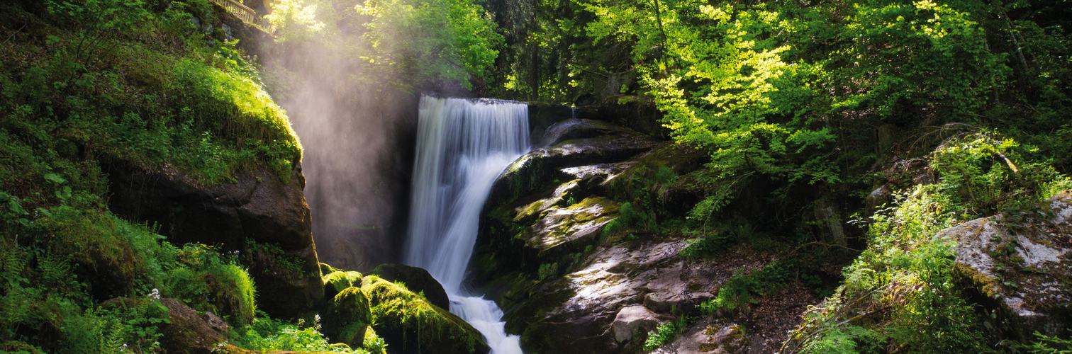 Black Forest - Triberg Waterfall with vapour and sunshine