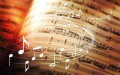 Classic sheets with music notes sign