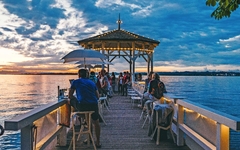 Blick auf den Bodensee bei Bregenz, Österreich