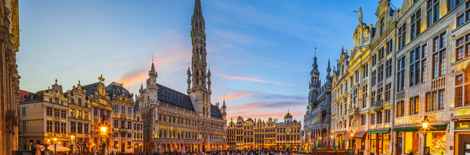 Grand Place in old town Brussels, Belgium city skyline
