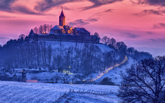 winterliche Leuchtenburg bei Seitenroda in Thüringen, Deutschland